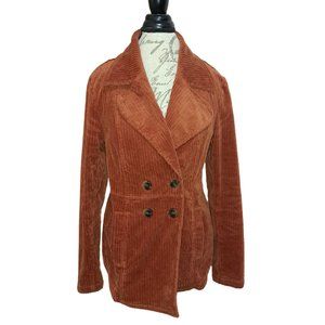 Cabi Cognac Burnt Orange Professor Peacoat Corduroy Jacket Button Front Size M